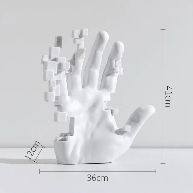 Giant Pixel Hand Figurines Nordic Resin Statue Creative Mosaic Hand Desktop Decor Luxuruy Living Room Decoration Home Ornament