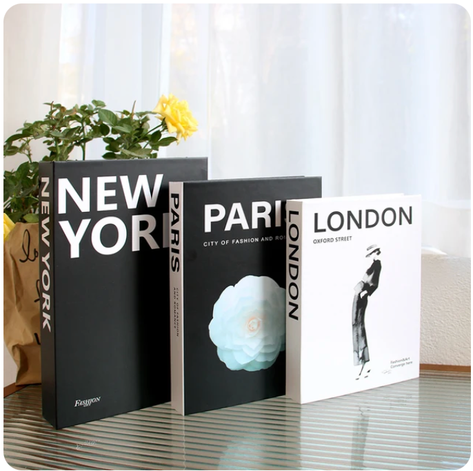 3 Piece Fake Book Set - Modern Decor